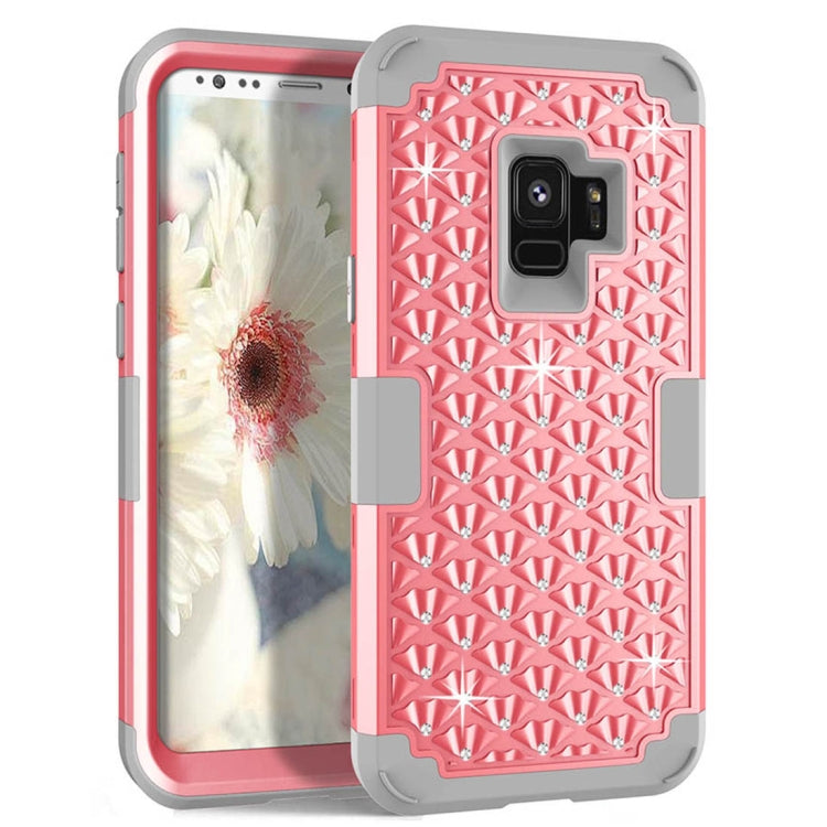For Galaxy S9 Silicone + PC Crystal Encrusted Protective Back Cover Soft Case