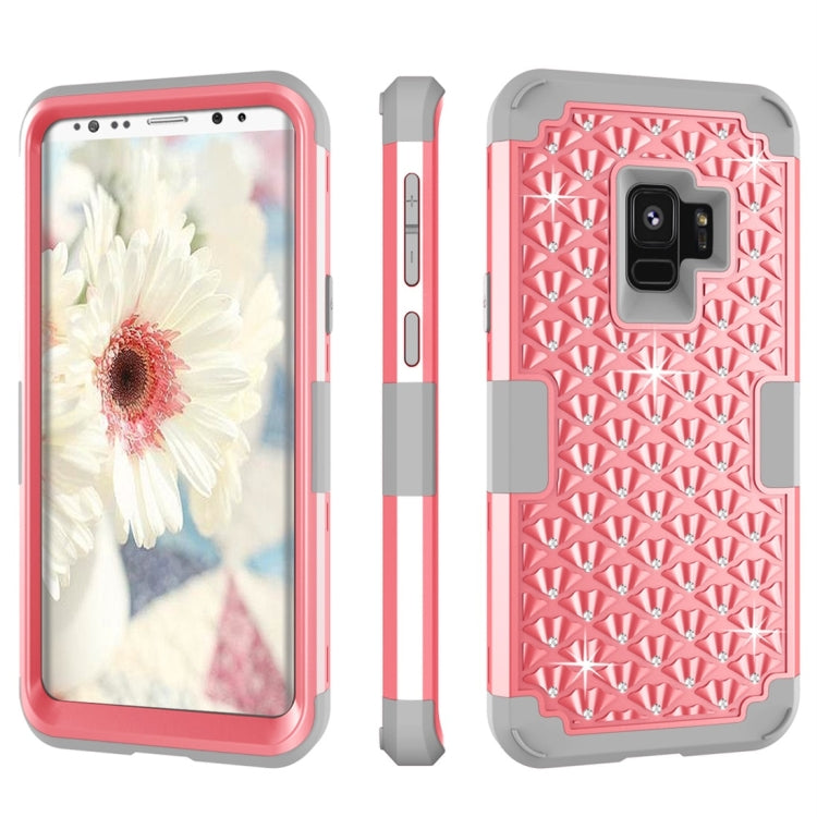 For Galaxy S9 Silicone + PC Crystal Encrusted Protective Back Cover Soft Case