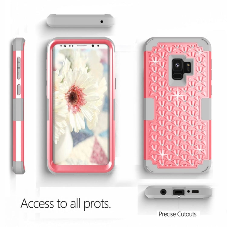 For Galaxy S9 Silicone + PC Crystal Encrusted Protective Back Cover Soft Case