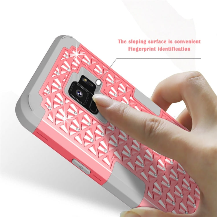 For Galaxy S9 Silicone + PC Crystal Encrusted Protective Back Cover Soft Case