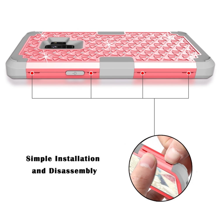 For Galaxy S9 Silicone + PC Crystal Encrusted Protective Back Cover Soft Case