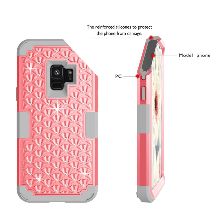 For Galaxy S9 Silicone + PC Crystal Encrusted Protective Back Cover Soft Case