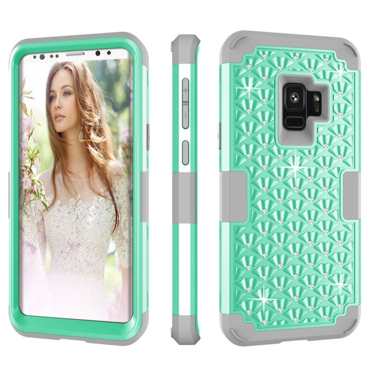 For Galaxy S9 Silicone + PC Crystal Encrusted Protective Back Cover Soft Case