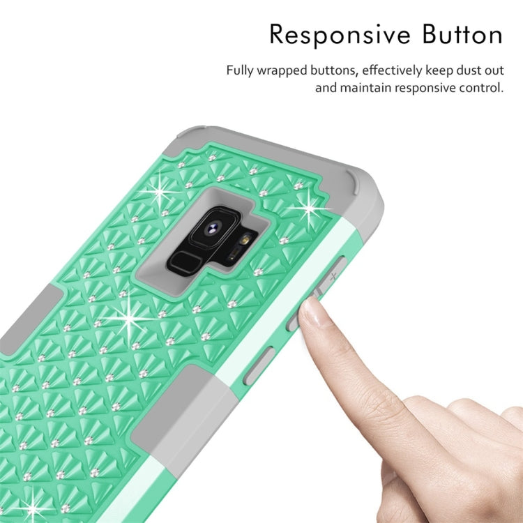 For Galaxy S9 Silicone + PC Crystal Encrusted Protective Back Cover Soft Case