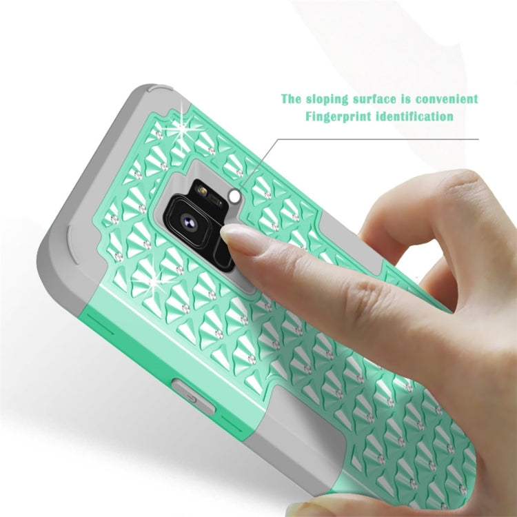 For Galaxy S9 Silicone + PC Crystal Encrusted Protective Back Cover Soft Case