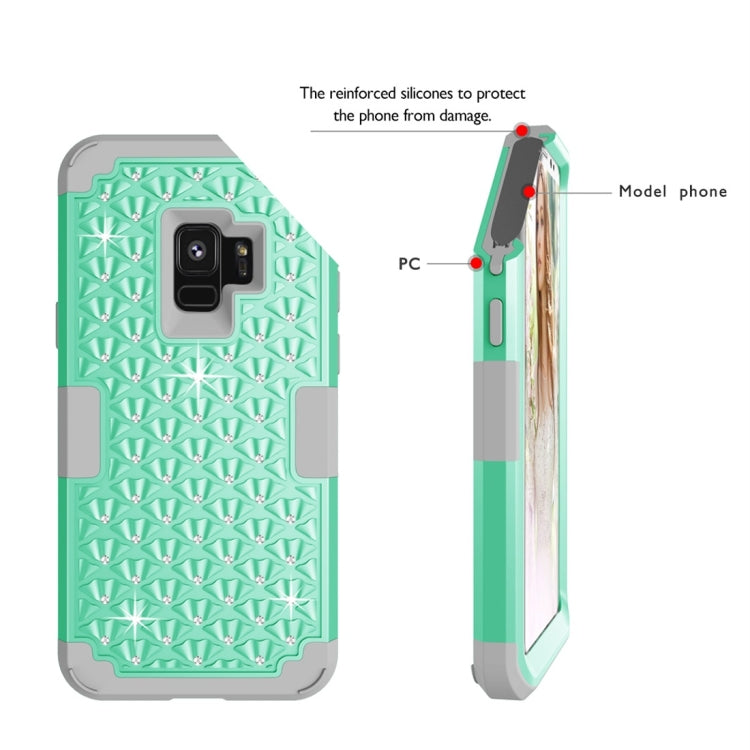 For Galaxy S9 Silicone + PC Crystal Encrusted Protective Back Cover Soft Case