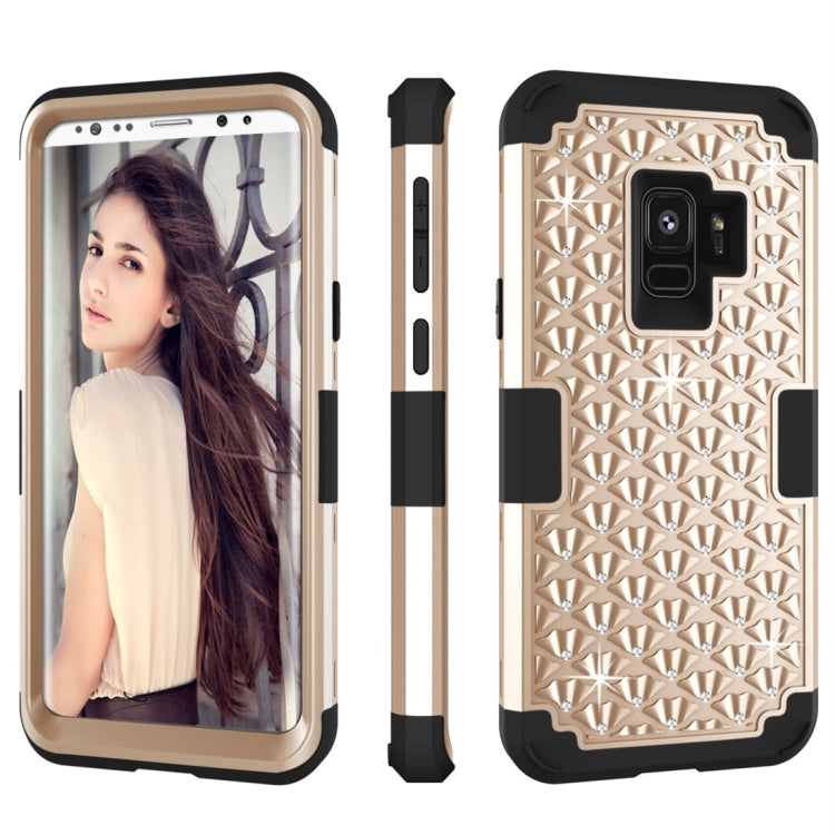 For Galaxy S9 Silicone + PC Crystal Encrusted Protective Back Cover Soft Case