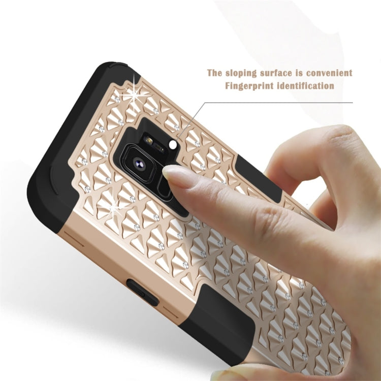 For Galaxy S9 Silicone + PC Crystal Encrusted Protective Back Cover Soft Case
