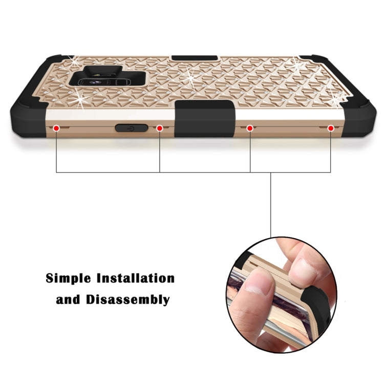 For Galaxy S9 Silicone + PC Crystal Encrusted Protective Back Cover Soft Case