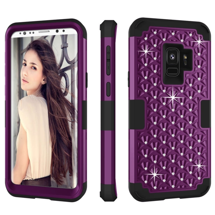 For Galaxy S9 Silicone + PC Crystal Encrusted Protective Back Cover Soft Case