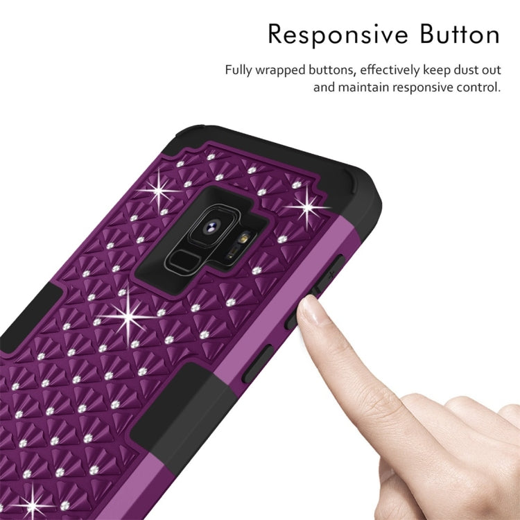 For Galaxy S9 Silicone + PC Crystal Encrusted Protective Back Cover Soft Case