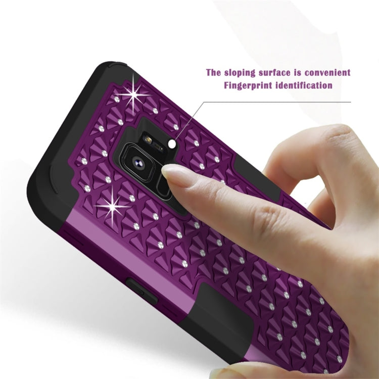 For Galaxy S9 Silicone + PC Crystal Encrusted Protective Back Cover Soft Case