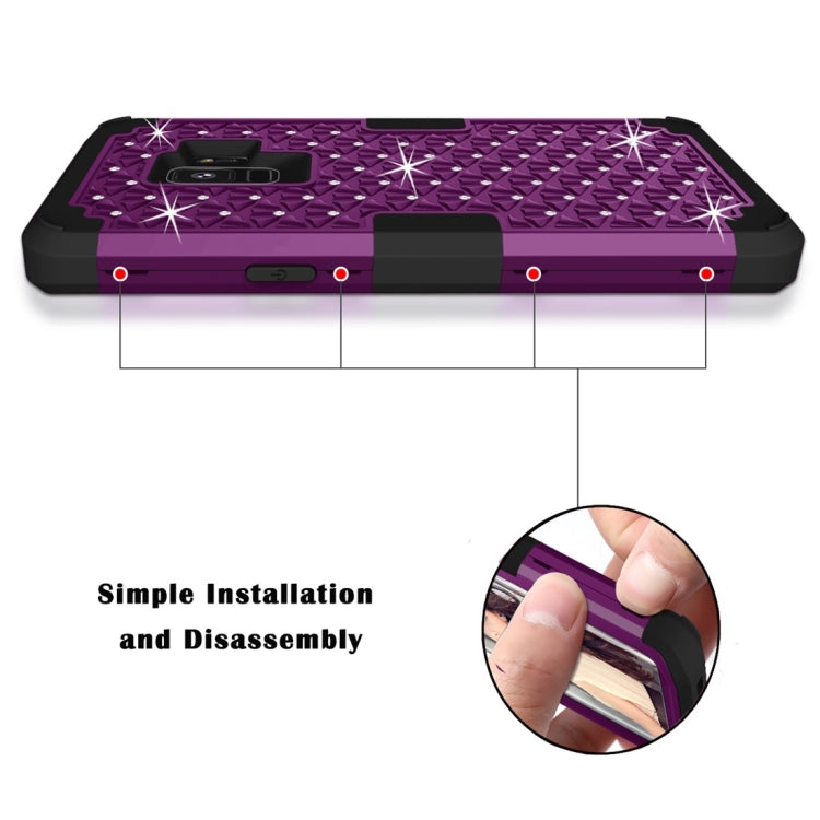 For Galaxy S9 Silicone + PC Crystal Encrusted Protective Back Cover Soft Case