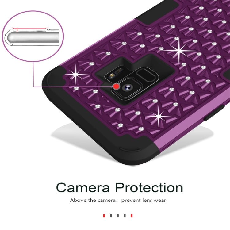 For Galaxy S9 Silicone + PC Crystal Encrusted Protective Back Cover Soft Case