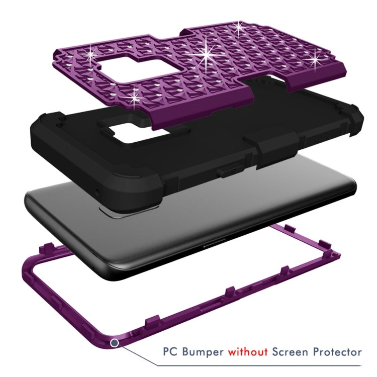 For Galaxy S9 Silicone + PC Crystal Encrusted Protective Back Cover Soft Case