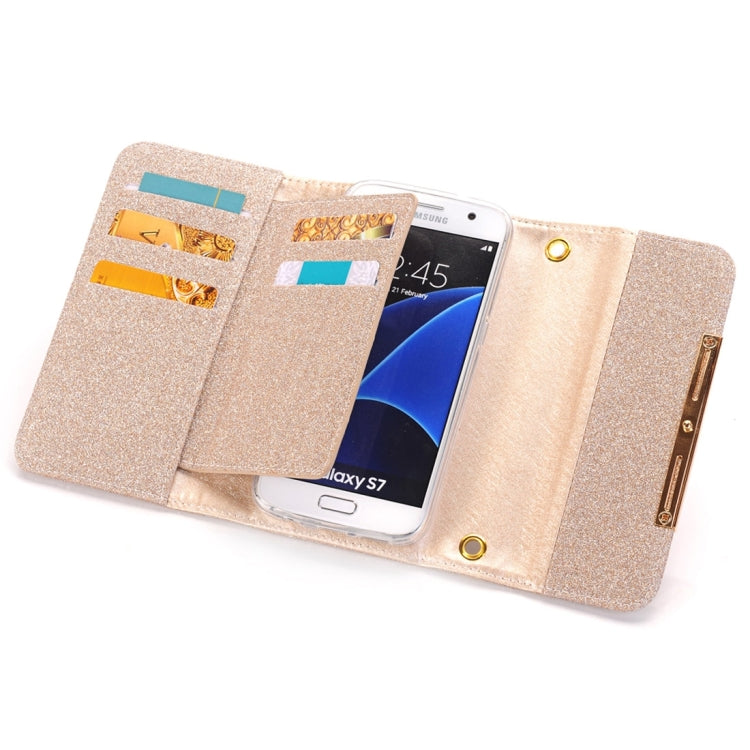 Glitter 2 in 1 Wallet Style Detachable Leather Case Shoulder Chain Bag with Card Slots for Galaxy S7 / G930