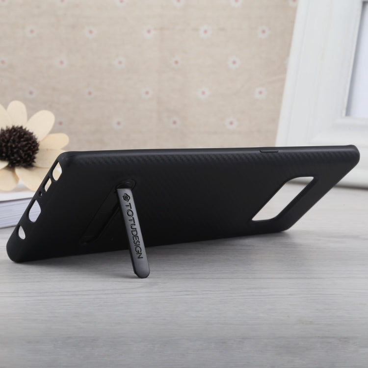 TOTUDESIGN Slim Series Carbon Fiber Texture TPU Case for Galaxy Note 8, with Holder