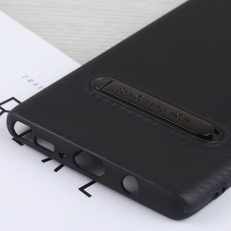 TOTUDESIGN Slim Series Carbon Fiber Texture TPU Case for Galaxy Note 8, with Holder