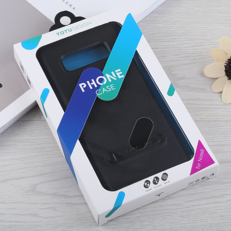 TOTUDESIGN Slim Series Carbon Fiber Texture TPU Case for Galaxy Note 8, with Holder