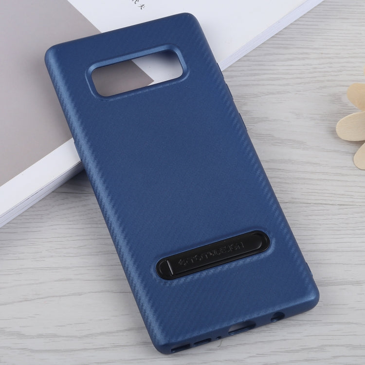 TOTUDESIGN Slim Series Carbon Fiber Texture TPU Case for Galaxy Note 8, with Holder