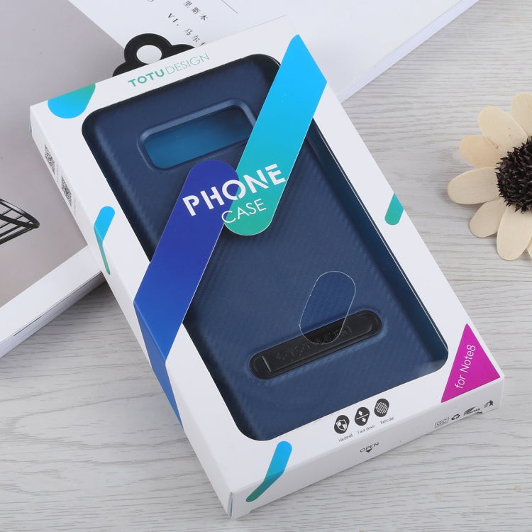 TOTUDESIGN Slim Series Carbon Fiber Texture TPU Case for Galaxy Note 8, with Holder