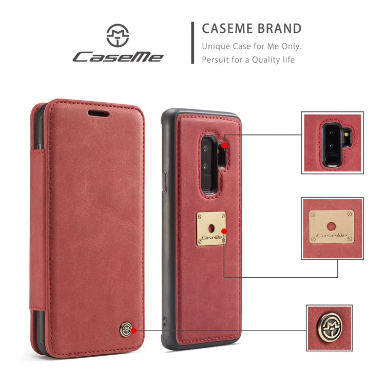 CaseMe H2 Litchi Texture Horizontal Flip Detachable Magnetic Case for Galaxy S9+, with Card Slots & Lanyard