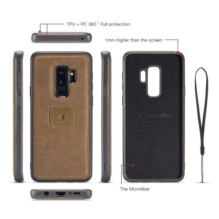 CaseMe H2 Litchi Texture Horizontal Flip Detachable Magnetic Case for Galaxy S9+, with Card Slots & Lanyard