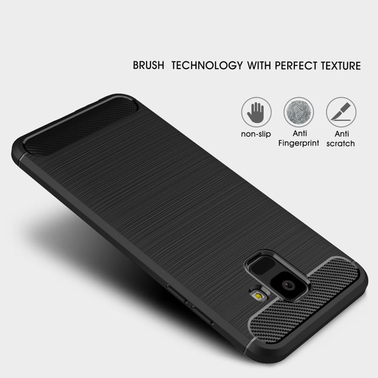 Brushed Texture Carbon Fiber Shockproof TPU Case for Galaxy A6 (2018)
