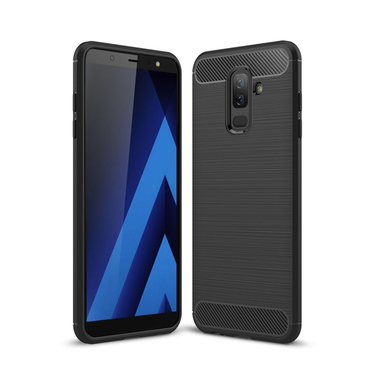 Brushed Texture Carbon Fiber Shockproof TPU Case for Galaxy A6+ (2018)