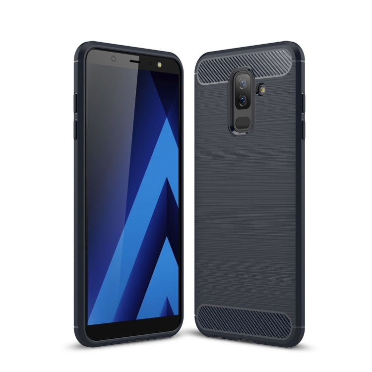 Brushed Texture Carbon Fiber Shockproof TPU Case for Galaxy A6+ (2018)