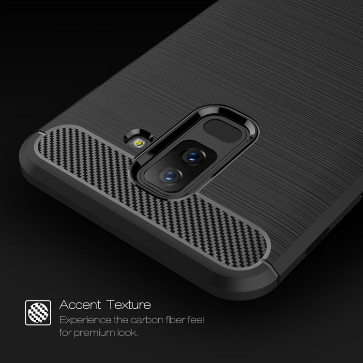 Brushed Texture Carbon Fiber Shockproof TPU Case for Galaxy A6+ (2018)