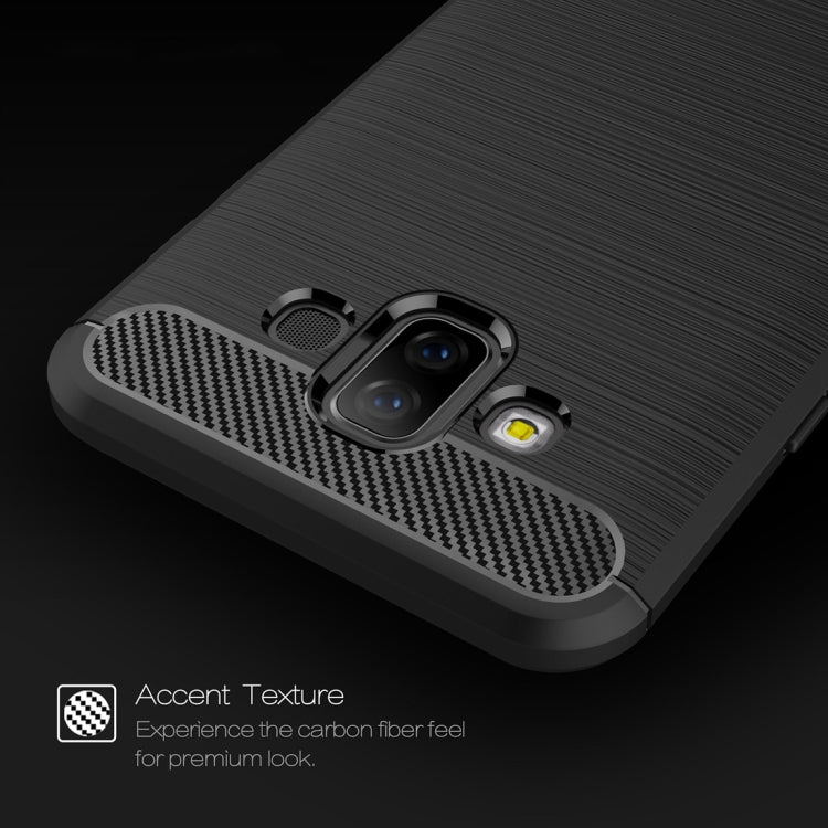 Brushed Texture Carbon Fiber Shockproof TPU Case for Galaxy J7 Duo