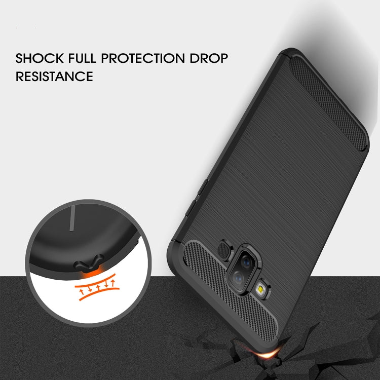 Brushed Texture Carbon Fiber Shockproof TPU Case for Galaxy J7 Duo