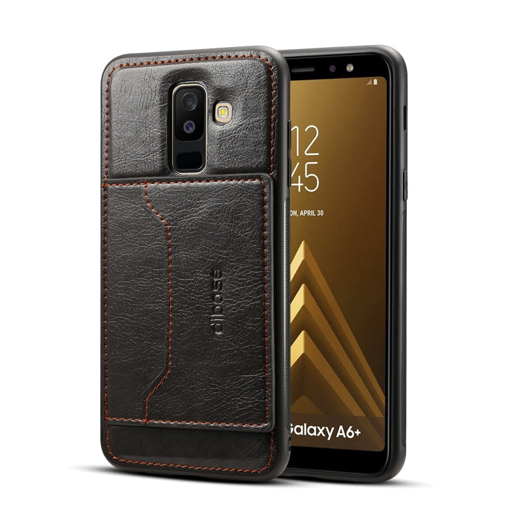Dibase TPU + PC + PU Crazy Horse Texture Leather Case for Galaxy A6+ (2018), with Holder & Card Slots