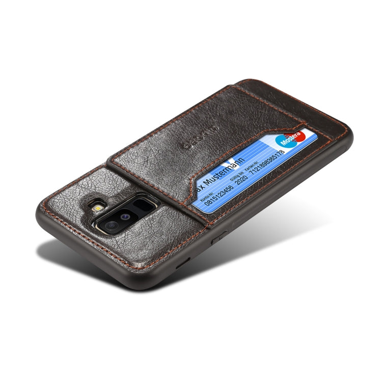 Dibase TPU + PC + PU Crazy Horse Texture Leather Case for Galaxy A6+ (2018), with Holder & Card Slots