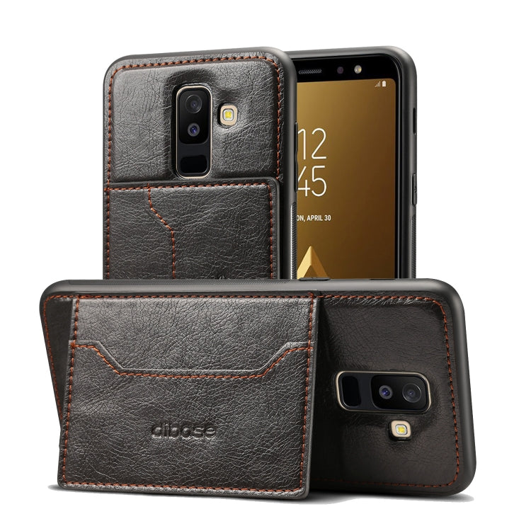 Dibase TPU + PC + PU Crazy Horse Texture Leather Case for Galaxy A6+ (2018), with Holder & Card Slots