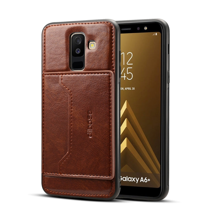 Dibase TPU + PC + PU Crazy Horse Texture Leather Case for Galaxy A6+ (2018), with Holder & Card Slots