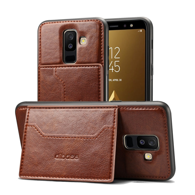 Dibase TPU + PC + PU Crazy Horse Texture Leather Case for Galaxy A6+ (2018), with Holder & Card Slots
