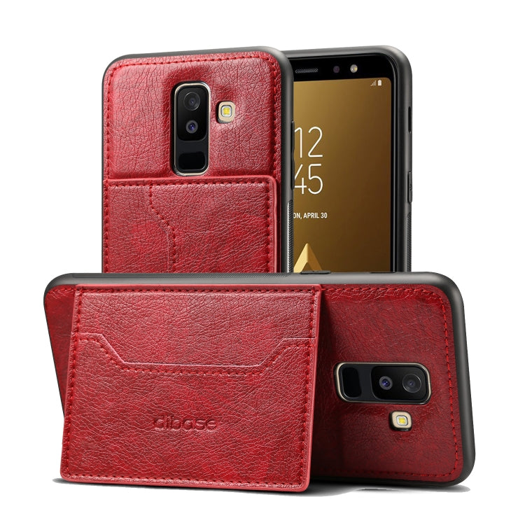 Dibase TPU + PC + PU Crazy Horse Texture Leather Case for Galaxy A6+ (2018), with Holder & Card Slots