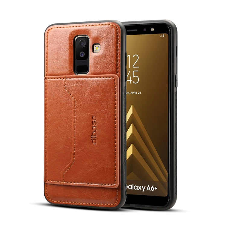 Dibase TPU + PC + PU Crazy Horse Texture Leather Case for Galaxy A6+ (2018), with Holder & Card Slots
