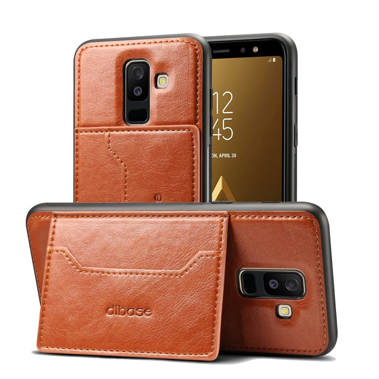 Dibase TPU + PC + PU Crazy Horse Texture Leather Case for Galaxy A6+ (2018), with Holder & Card Slots