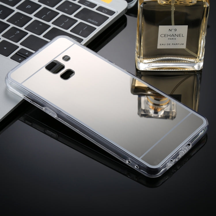 For Galaxy A8 (2018) Acrylic + TPU Electroplating Mirror Protective Back Cover Case(Silver)