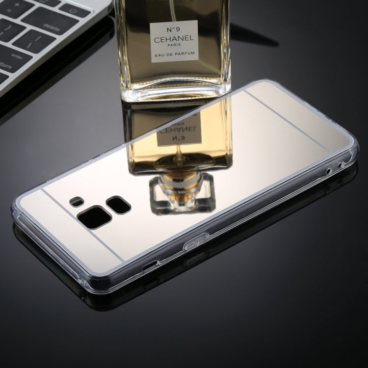 For Galaxy A8 (2018) Acrylic + TPU Electroplating Mirror Protective Back Cover Case(Silver)