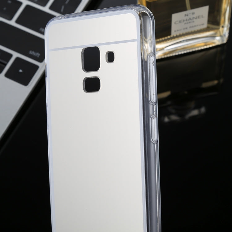 For Galaxy A8 (2018) Acrylic + TPU Electroplating Mirror Protective Back Cover Case(Silver)