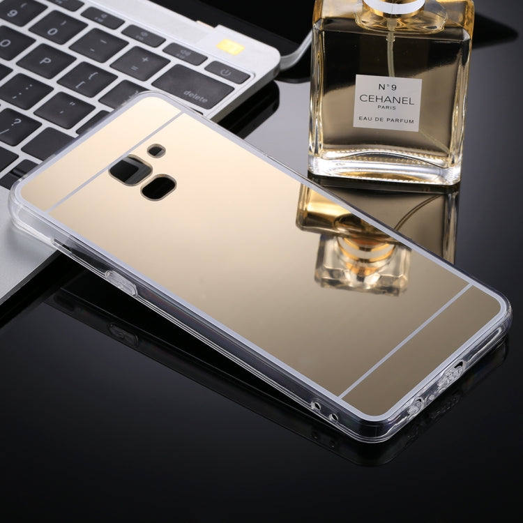 For Galaxy A8+ (2018) Acrylic + TPU Electroplating Mirror Protective Back Cover Case(Gold)