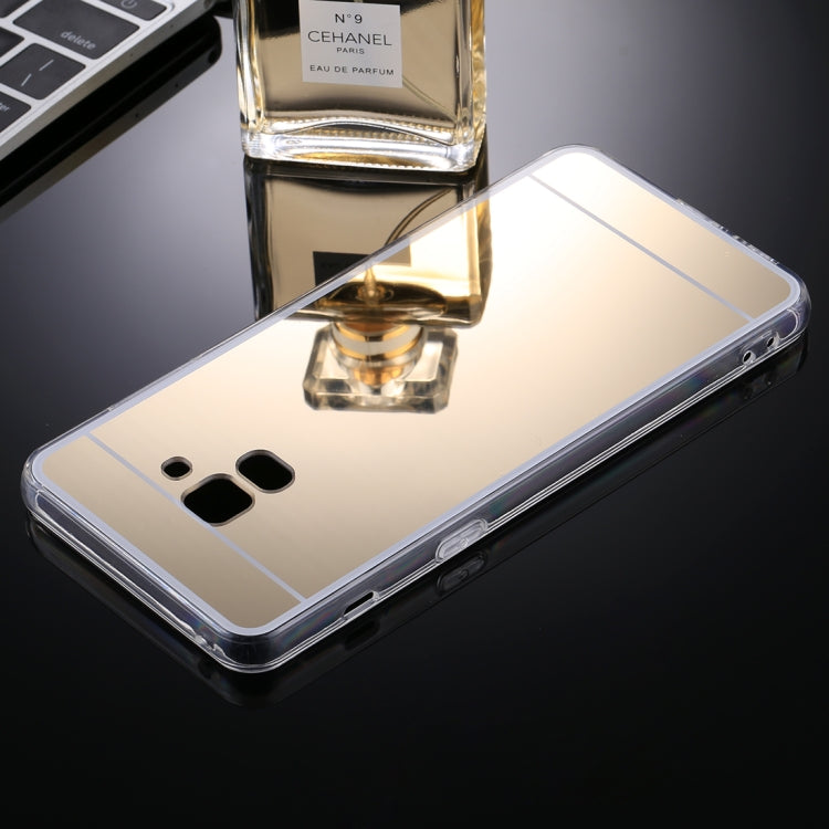 For Galaxy A8+ (2018) Acrylic + TPU Electroplating Mirror Protective Back Cover Case(Gold)