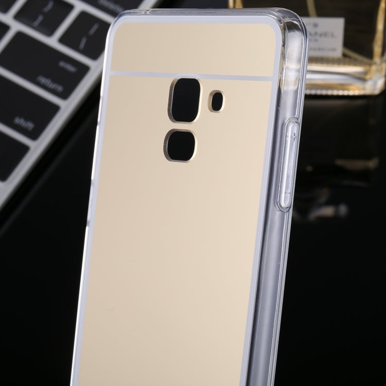 For Galaxy A8+ (2018) Acrylic + TPU Electroplating Mirror Protective Back Cover Case(Gold)