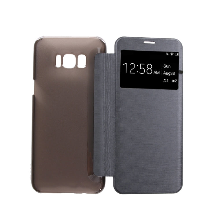 For Galaxy S8 PU+PC Small Lattice Texture Horizontal Flip Leather Case with Call Display ID