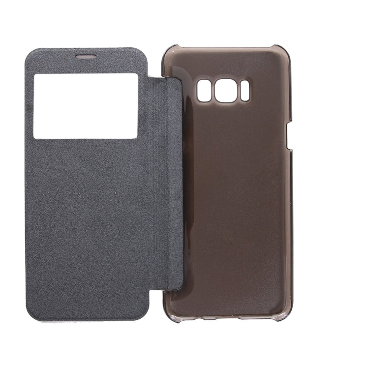 For Galaxy S8 PU+PC Small Lattice Texture Horizontal Flip Leather Case with Call Display ID
