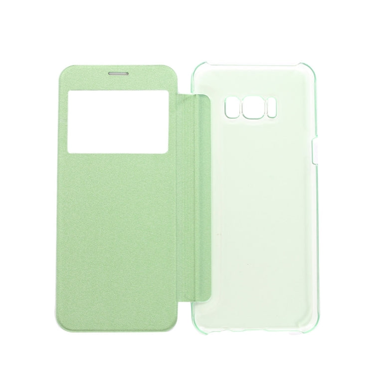 For Galaxy S8 PU+PC Small Lattice Texture Horizontal Flip Leather Case with Call Display ID
